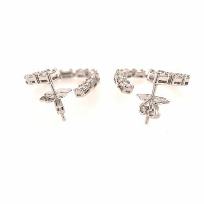 18K Round and Baguette Diamond Open Hoop Earring White Gold