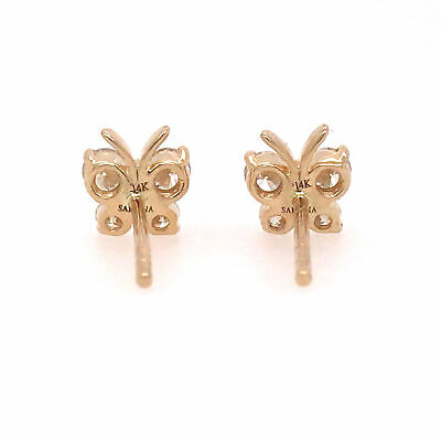 14K Diamond Butterfly Earrings Yellow Gold