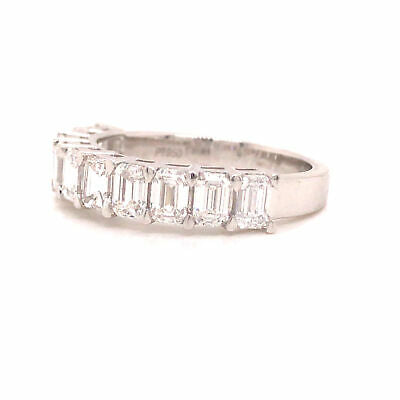 Platinum Emerald Cut Diamond Halfway Eternity Band
