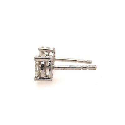 14K Pie Cut Diamond Stud Earrings White Gold