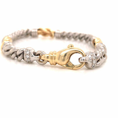 14K Two-Tone Gold Diamond Chain Bracelet
