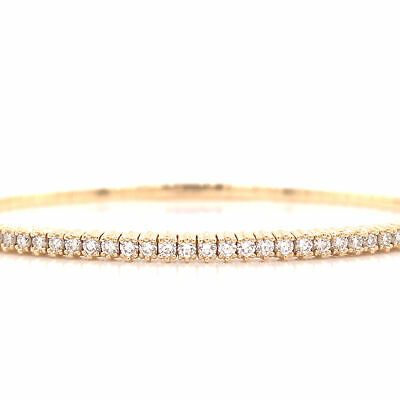 14K Diamond Flexible Bangle Bracelet Yellow Gold