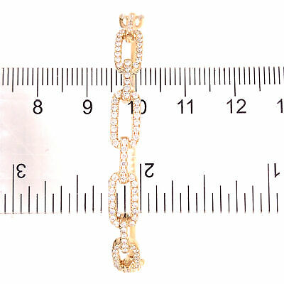 14K Diamond Link Bangle Bracelet Yellow Gold