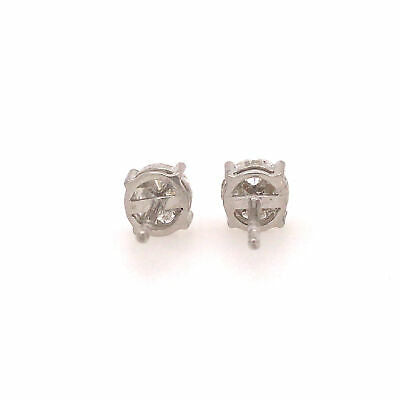 14K Pie Cut Diamond Stud Earrings White Gold