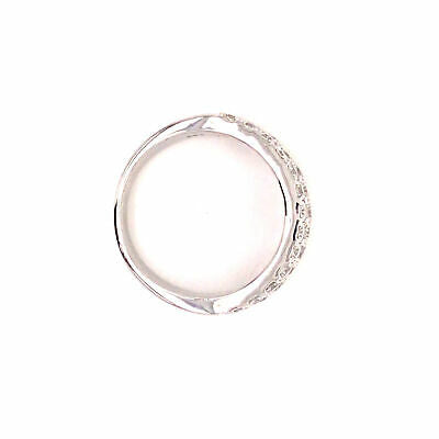 18K Round and Baguette Diamond Band White Gold