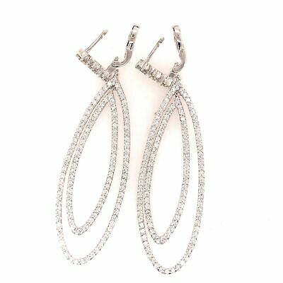 14K Geometric Diamond Drop Earrings White Gold
