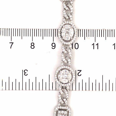 18K Diamond Cluster Line Link Bracelet White Gold