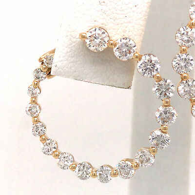 14K Diamond Circular Hoop Earring Yellow Gold