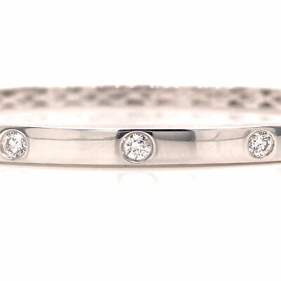 14K Diamond Bevel Bangle Bracelet White Gold