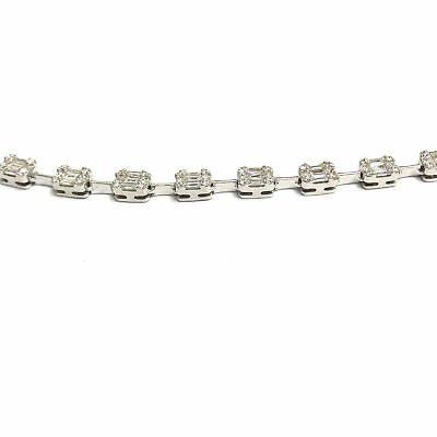 18K Multi Shape Diamond Cluster Station Necklace White Gold