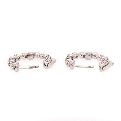 14K Diamond Huggie Earrings White Gold