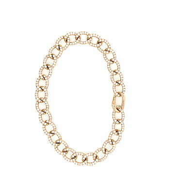 14K Diamond Link Bracelet Yellow Gold
