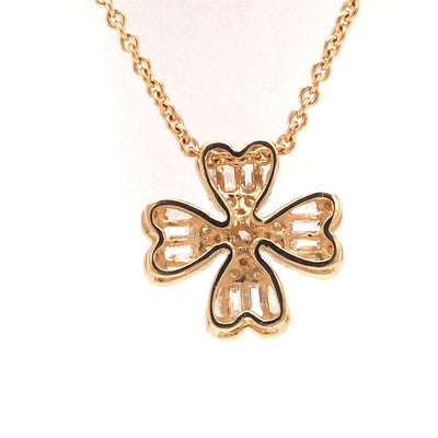 18K Diamond Clover Necklace Yellow Gold