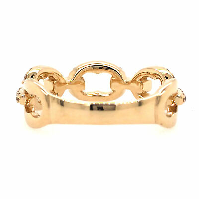 14K Diamond Link Band Yellow Gold