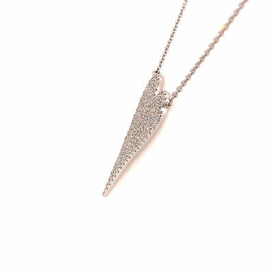 14K Diamond Pave Heart Necklace White Gold 0.53ctw