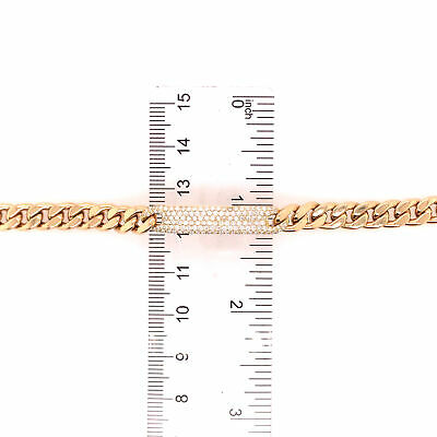18K Diamond Plate Cuban Link Bracelet Yellow Gold