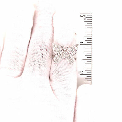 14K Pave Diamond Butterfly Ring White Gold