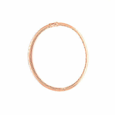 18K Round and Baguette Diamond Bangle Rose Gold