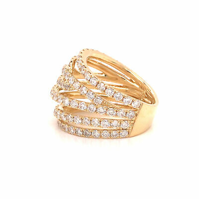 18K Diamond Crossover Band Yellow Gold