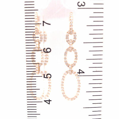 14K Diamond Oval Link Drop Earrings Yellow Gold