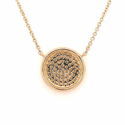 14K Pave Circle Disc Pendant Necklace Yellow Gold 0.29ctw
