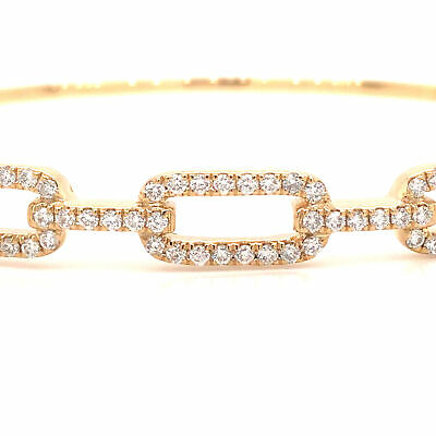 14K Diamond Link Bangle Bracelet Yellow Gold