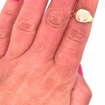 14K Diamond Pave Heart Shape Ring Yellow Gold
