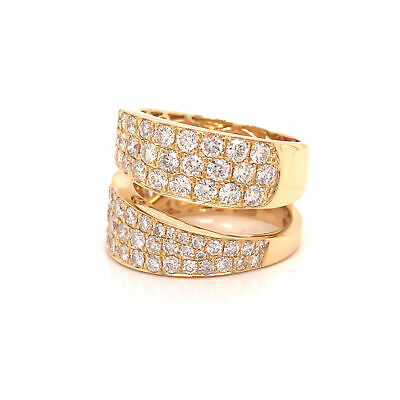 18K Diamond Pave Double Row Band Yellow Gold