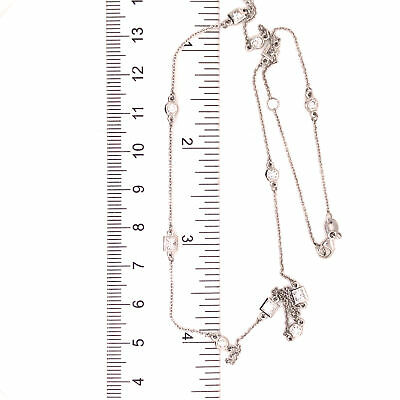 Platinum Round and Princess Diamond-by-the Yard Necklace