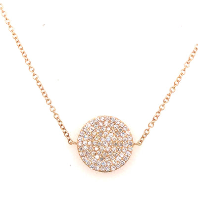 14K Diamond Pave Circle Disc Bracelet Yellow Gold