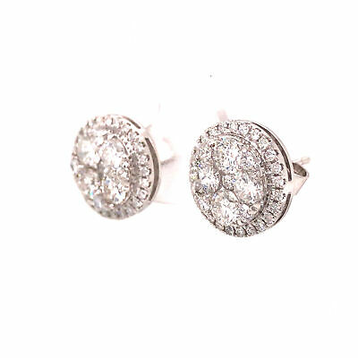 18K Diamond Cluster Studs White Gold