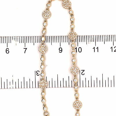14K Diamond Pave Disc Chain Bracelet Yellow Gold