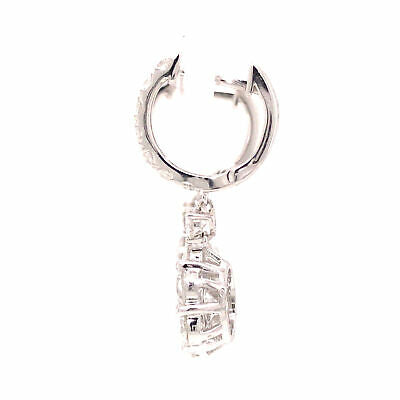 18K Diamond Cluster Dangle Earrings White Gold