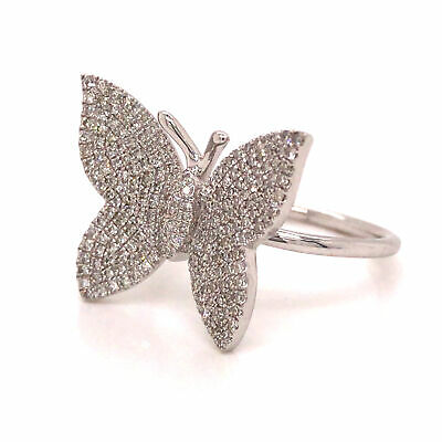 14K Pave Diamond Butterfly Ring White Gold