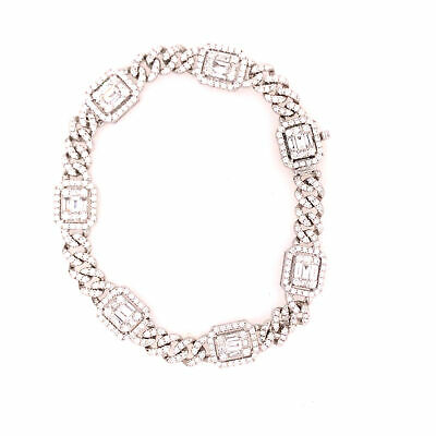 18K Diamond Cluster Station Bracelet White Gold