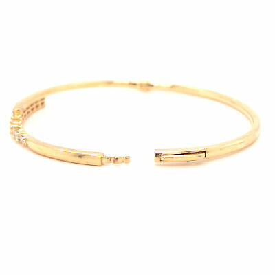 18K Baguette and Round Diamond Bangle Yellow Gold