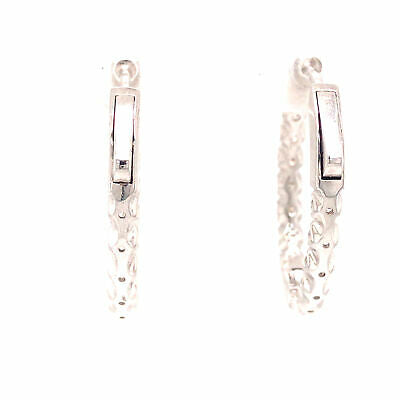 14K 1.91 Carat Diamond Oval In/Out Hoop Earrings White Gold