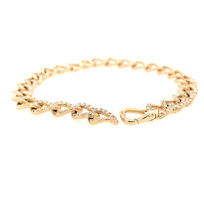 14K Diamond Link Bracelet Yellow Gold