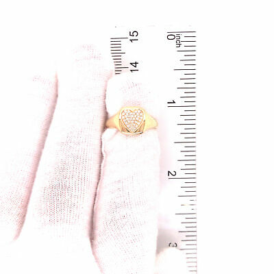 14K Diamond Pave Heart Shape Ring Yellow Gold