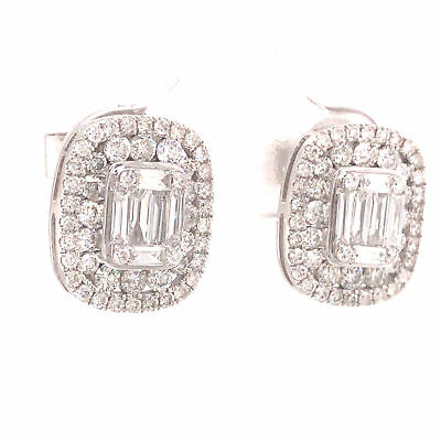 18K Diamond Cluster Halo Earrings White Gold