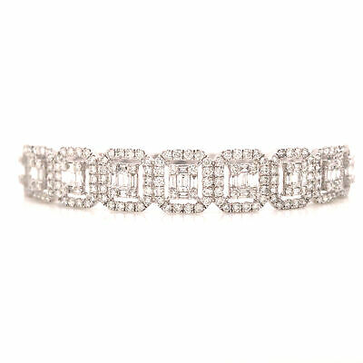 14K Diamond Cluster Bangle White Gold