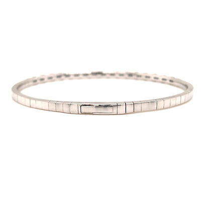 14K Emerald Diamond Flexible Bangle Bracelet White Gold