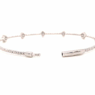 14K Diamond Flexible Cluster Station Bangle White Gold