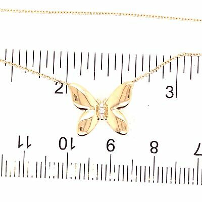 14K Butterfly Diamond Pendant Yellow Gold