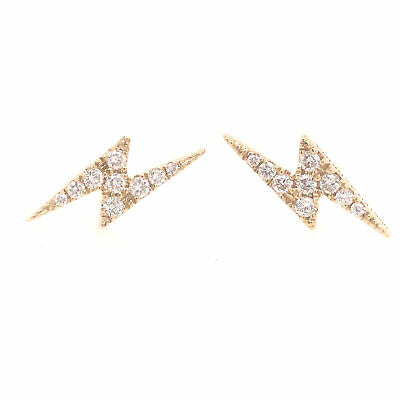 14K Diamond Lightning Bolt Earrings Yellow Gold