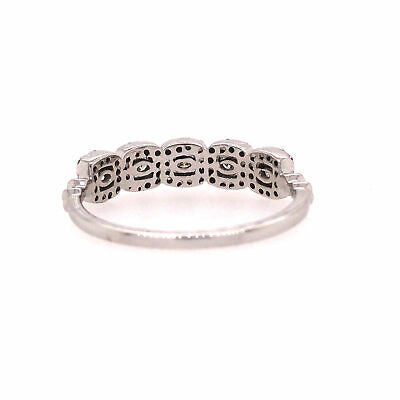 14K Diamond Square Cluster Band White Gold