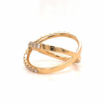 18K Diamond 'X' Crossover Ring Yellow Gold