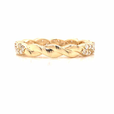 14K Diamond Twist Band Yellow Gold
