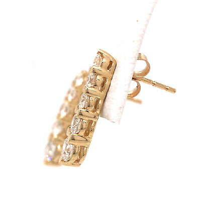 14K Diamond Graduate Stud Earrings Yellow Gold