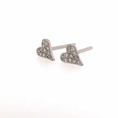 14K Diamond Pave Heart Shape Earring White Gold